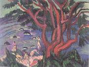 Ernst Ludwig Kirchner Roter Baum am Strand Sweden oil painting artist